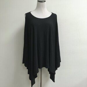 Eileen Fisher black poncho stretch top L overized